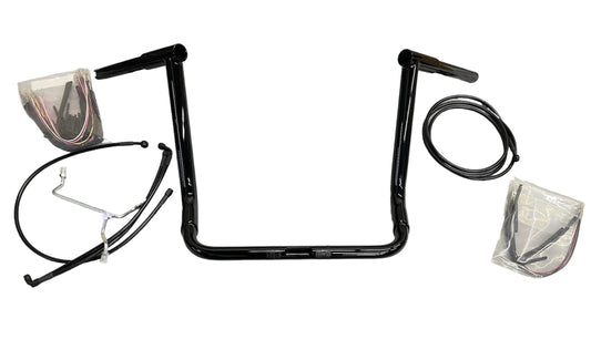 15" x 1 1/4" NAKED Bagger Bars & Cable Kit 2014-20 Harley Touring